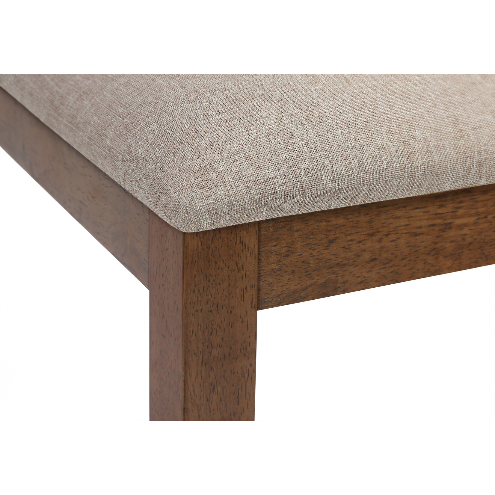 DINING CHAIR - 2PCS / 40"H BROWN WALNUT / BEIGE FABRIC
