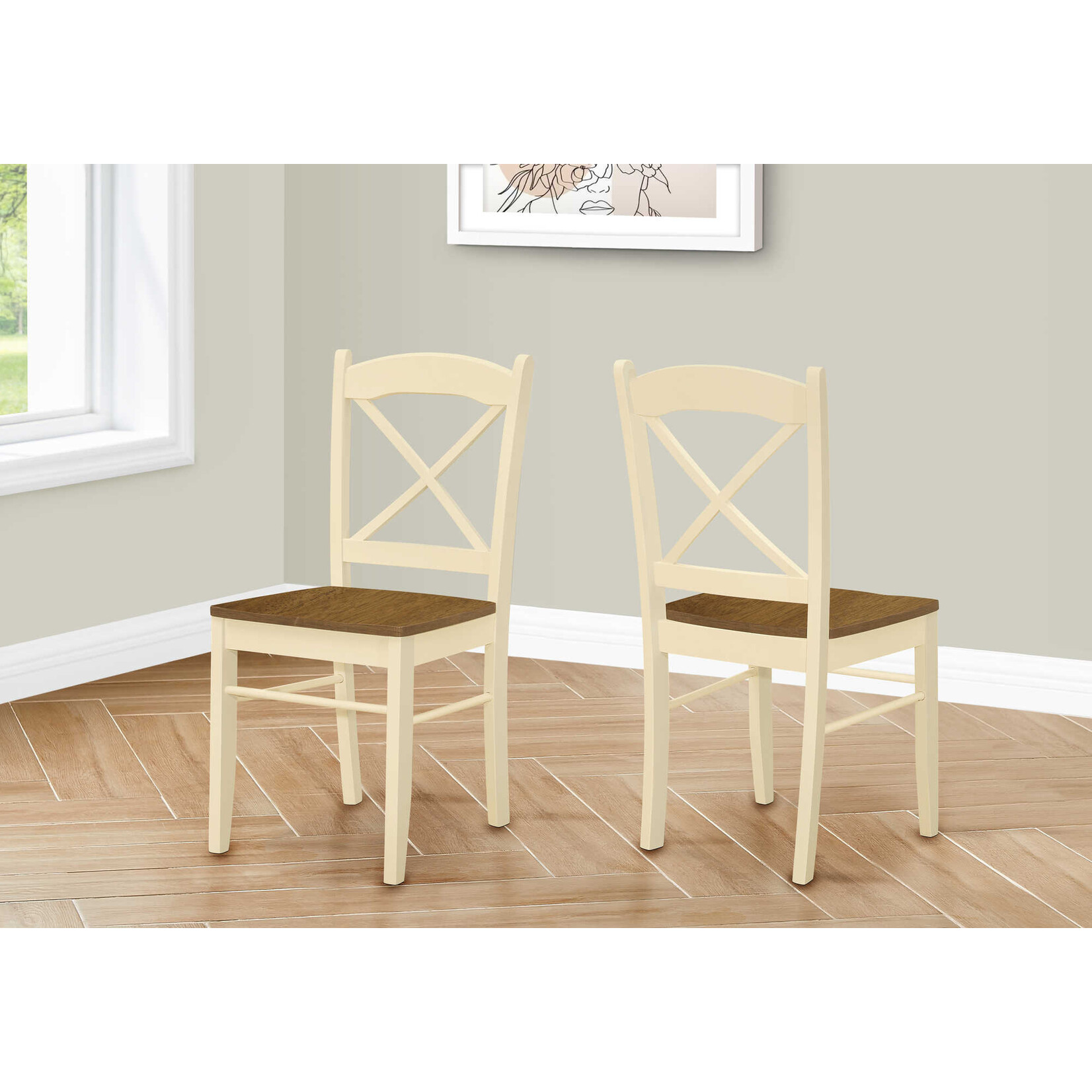 DINING CHAIR - 2PCS / 36"H CREAM / OAK