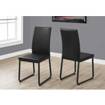 CHAISE - 2PCS / 38"H / SIMILI-CUIR NOIR / ARGENT NOIR