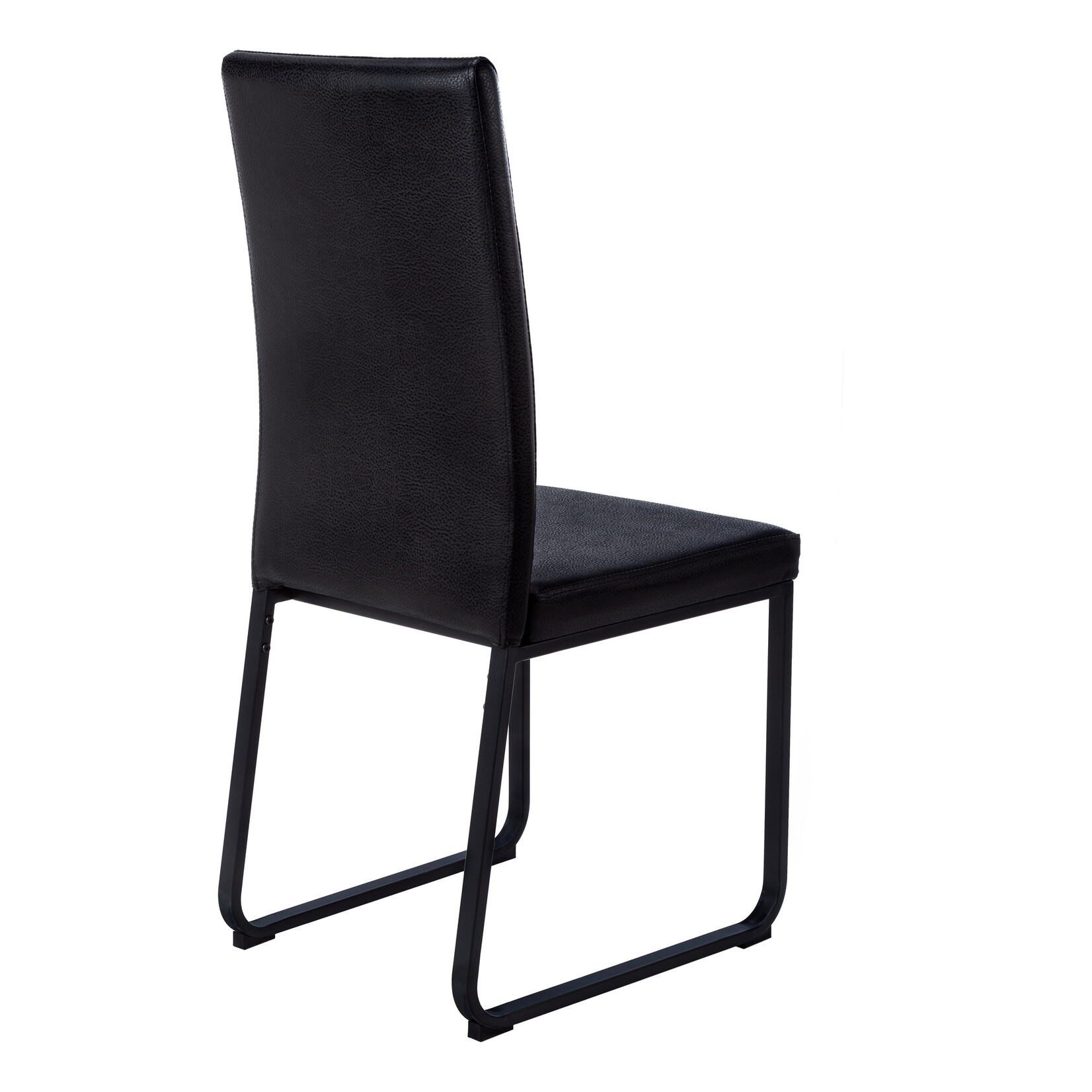 CHAISE - 2PCS / 38"H / SIMILI-CUIR NOIR / ARGENT NOIR