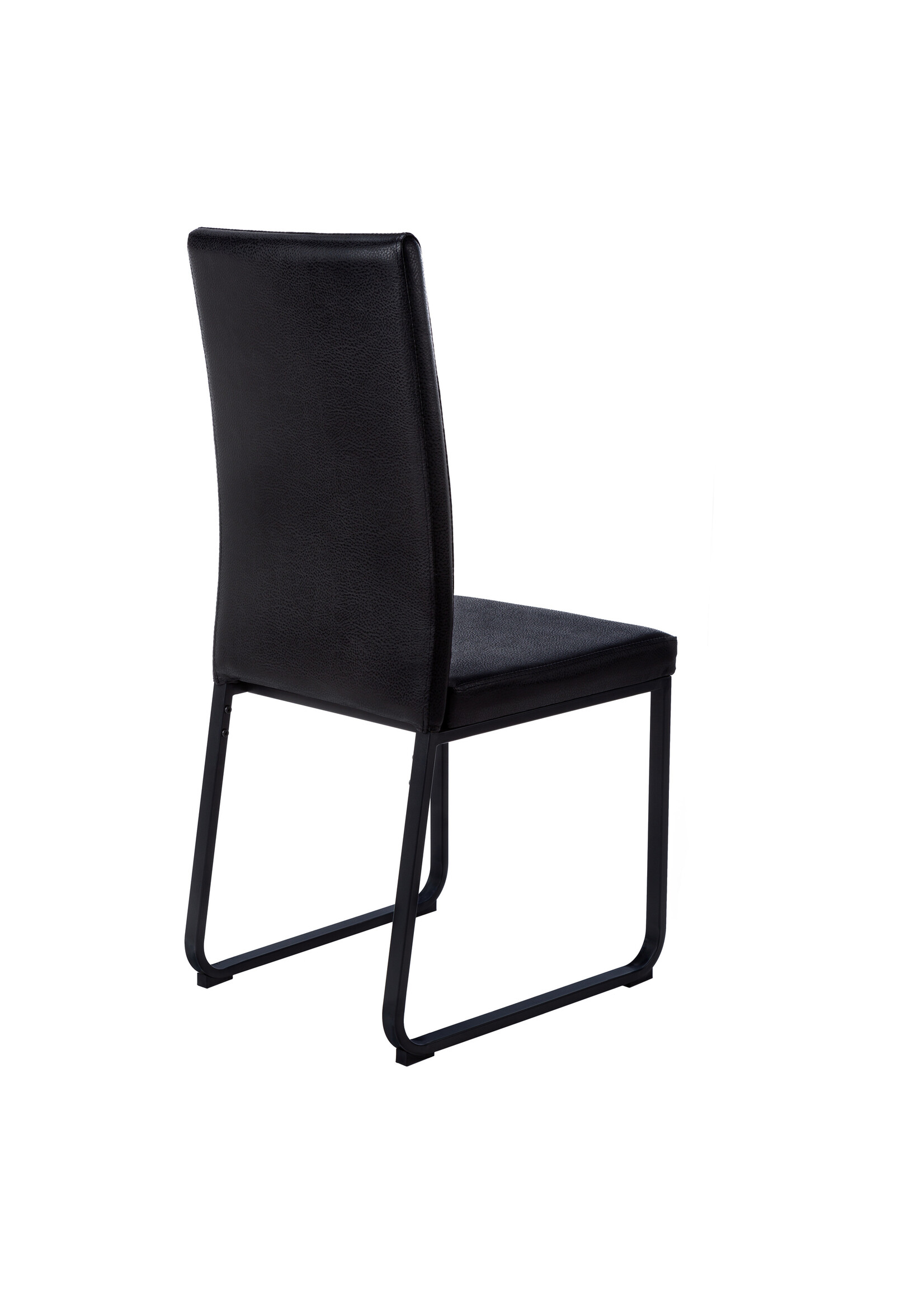 DINING CHAIR - 2PCS / 38"H / BLACK LEATHER-LOOK / BLACK
