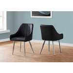 CHAISE - 2PCS / 33"H / SIMILI-CUIR NOIR / CHROME