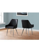 CHAISE - 2PCS / 33"H / SIMILI-CUIR NOIR / CHROME