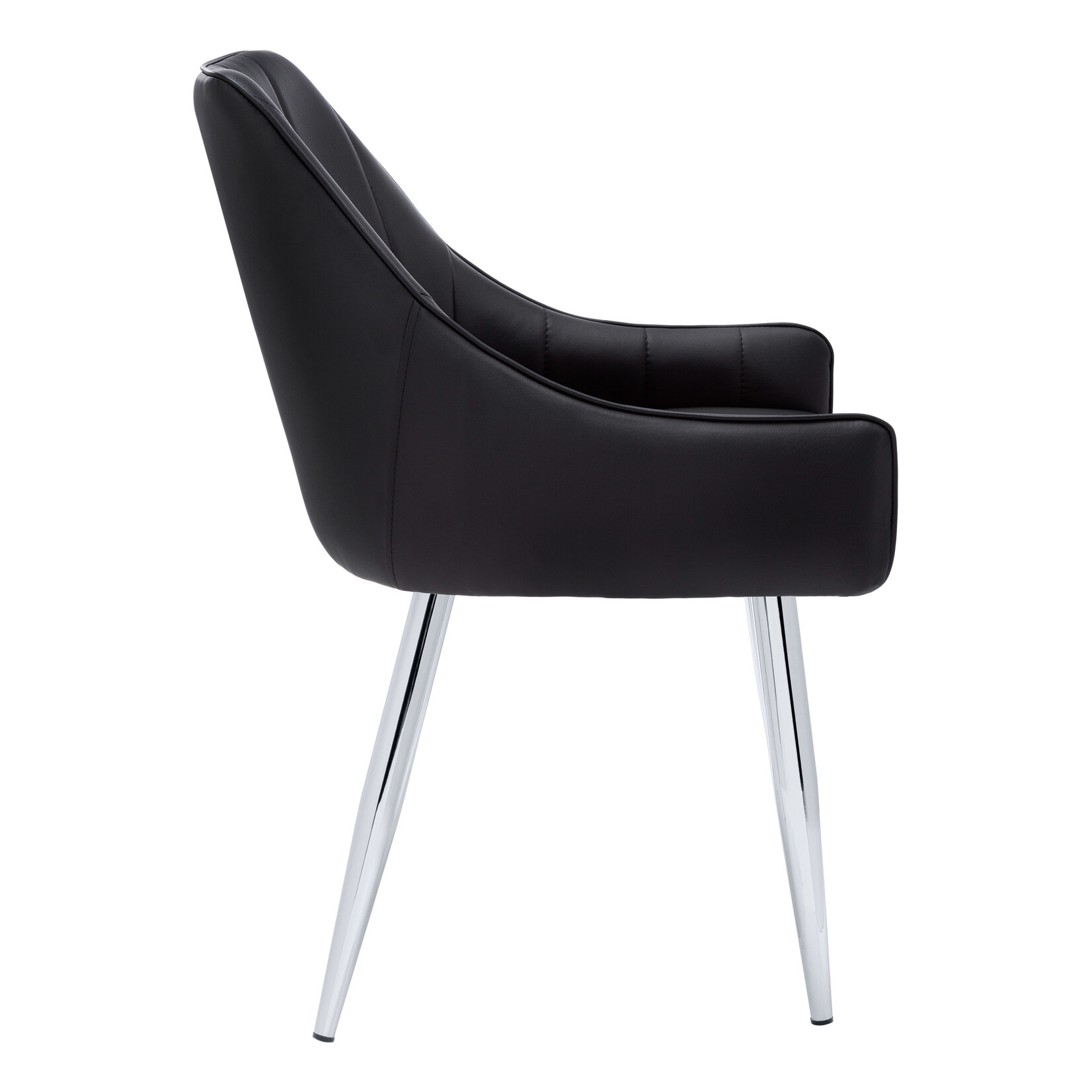 CHAISE - 2PCS / 33"H / SIMILI-CUIR NOIR / CHROME