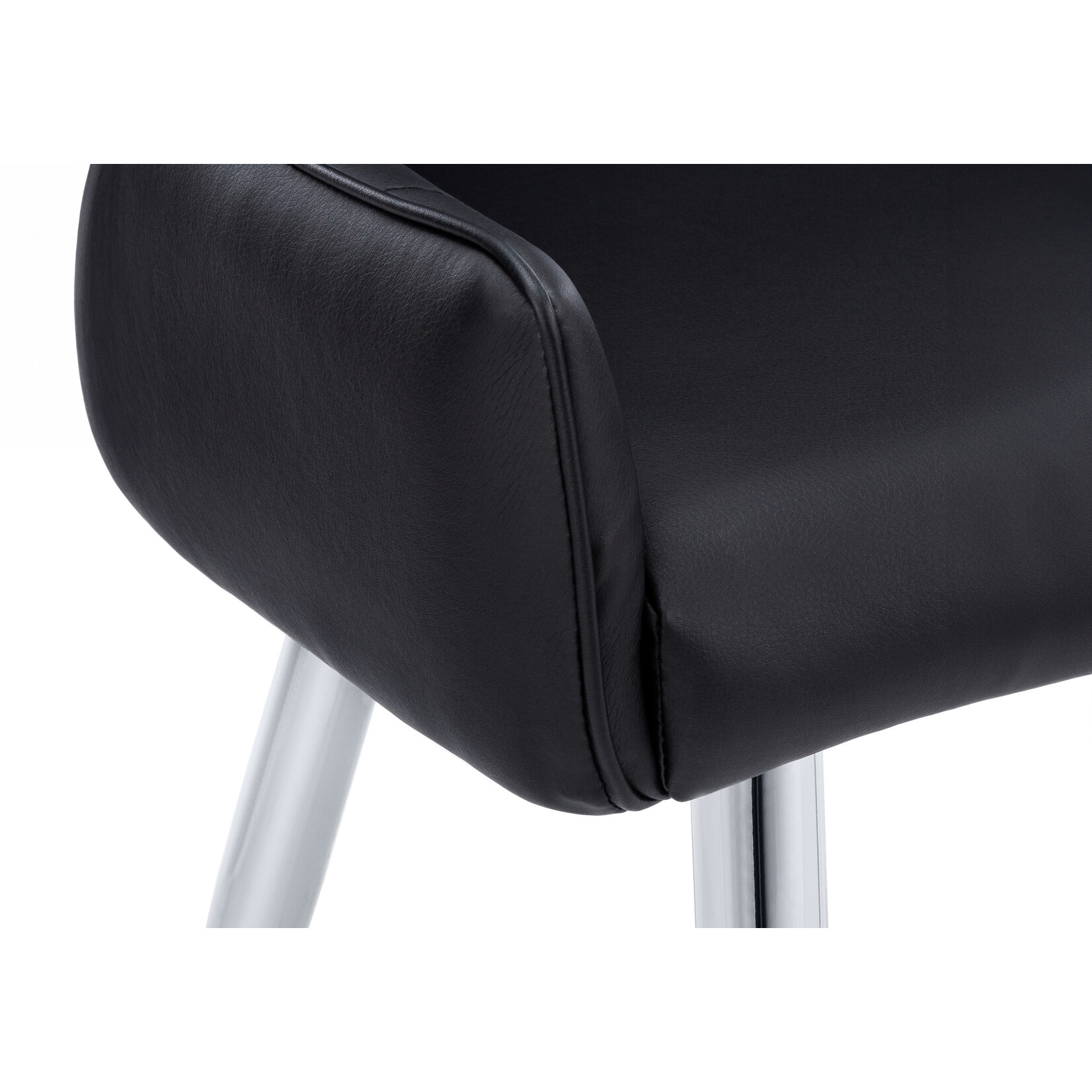 CHAISE - 2PCS / 33"H / SIMILI-CUIR NOIR / CHROME