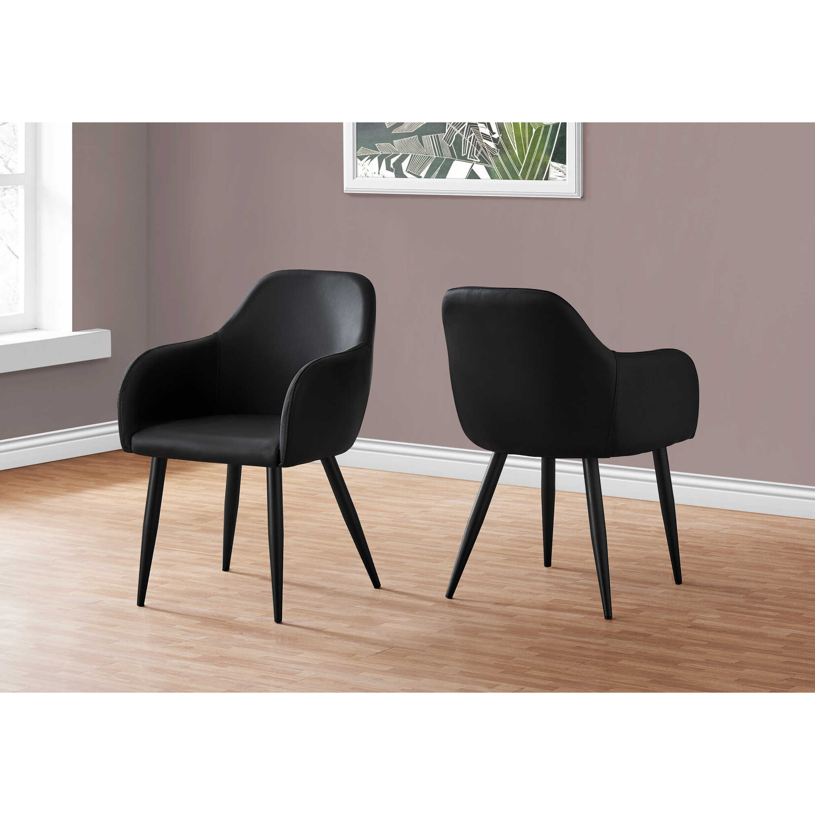 CHAISE - 2PCS / 33"H / SIMILI-CUIR NOIR / METAL NOIR