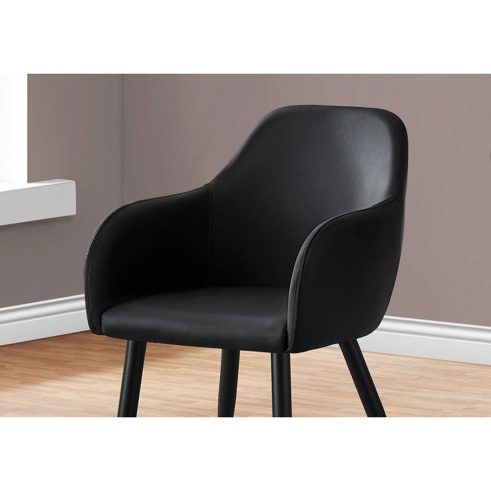 CHAISE - 2PCS / 33"H / SIMILI-CUIR NOIR / METAL NOIR
