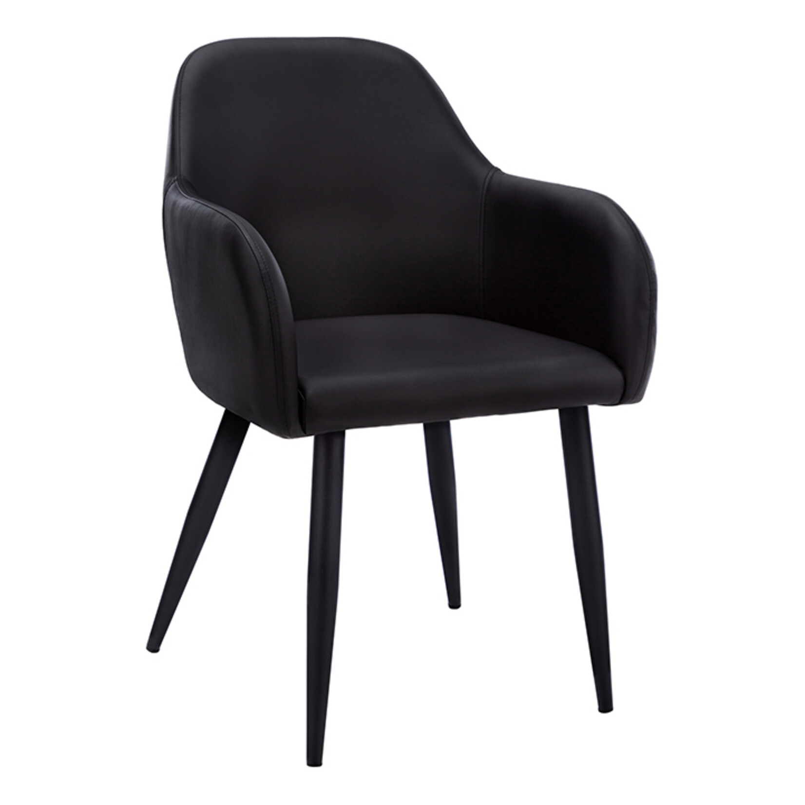 CHAISE - 2PCS / 33"H / SIMILI-CUIR NOIR / METAL NOIR