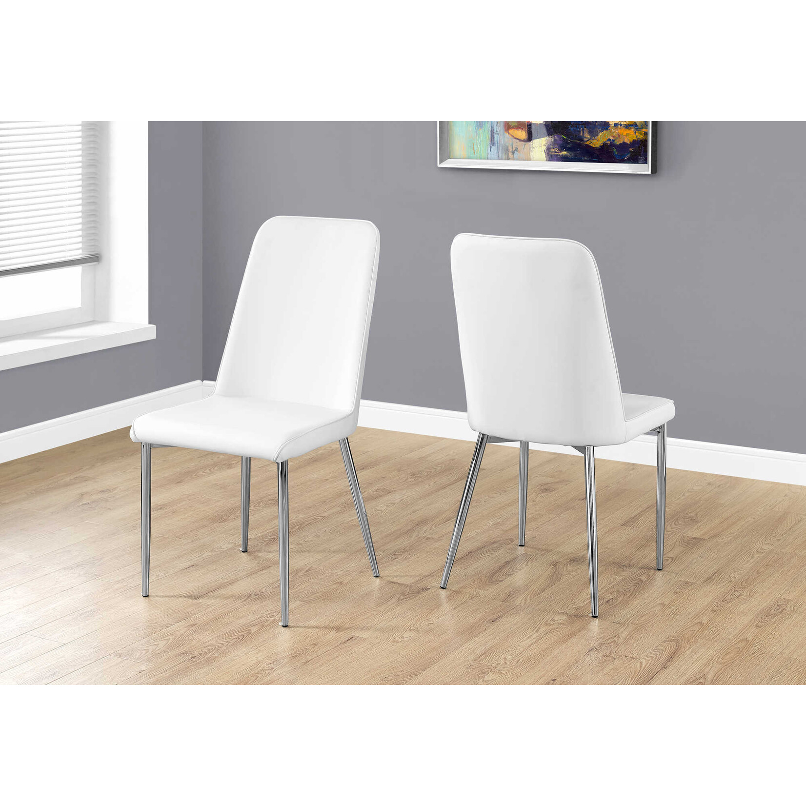 CHAISE - 2PCS / 37"H / SIMILI-CUIR BLANC / CHROME
