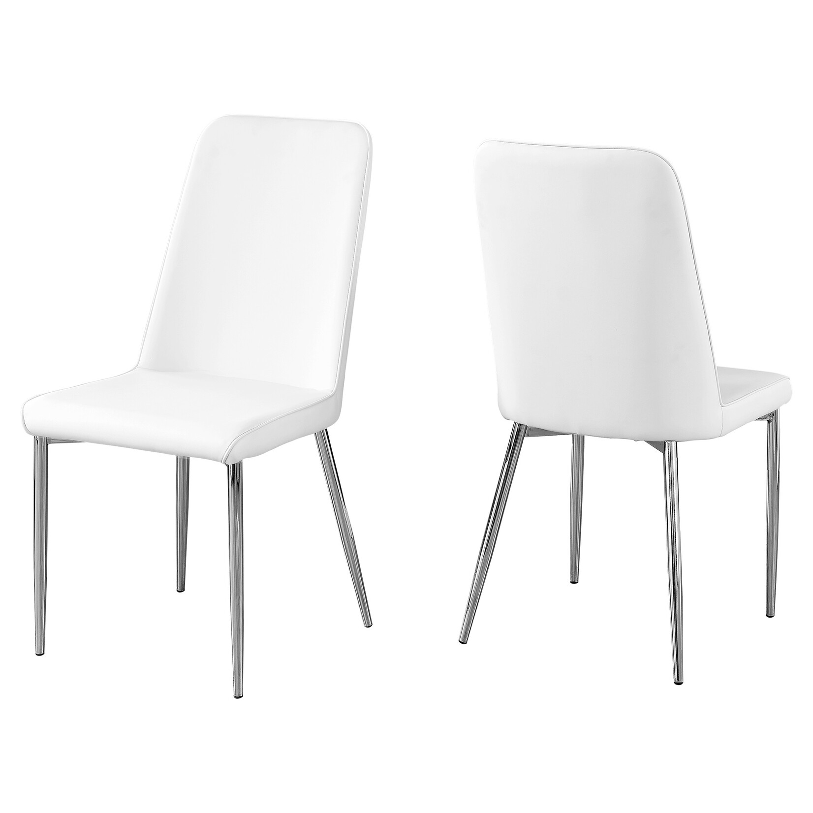 CHAISE - 2PCS / 37"H / SIMILI-CUIR BLANC / CHROME