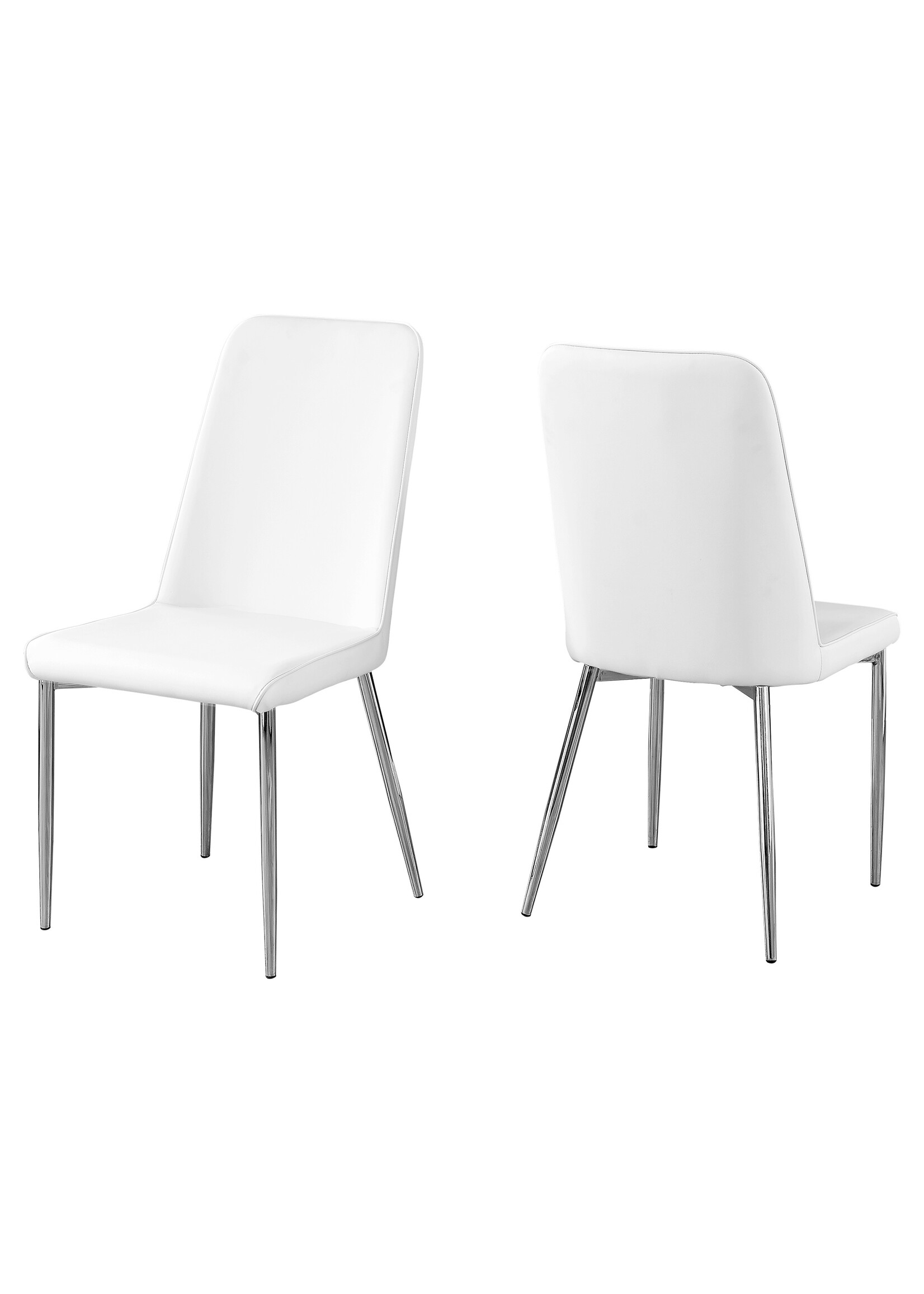 DINING CHAIR - 2PCS / 37"H / WHITE LEATHER-LOOK / CHROME
