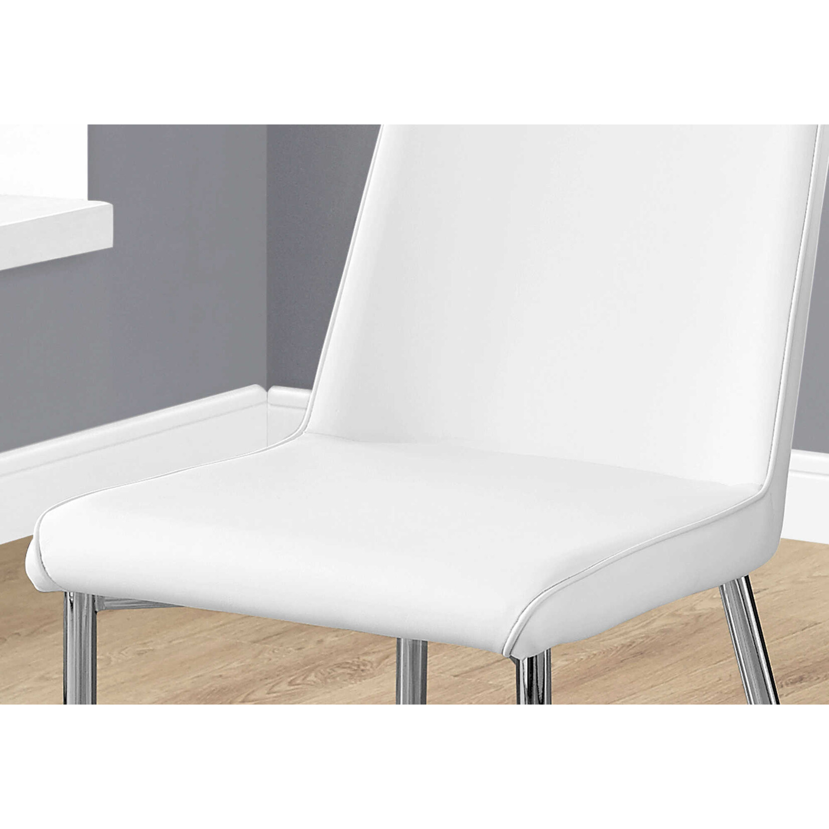 CHAISE - 2PCS / 37"H / SIMILI-CUIR BLANC / CHROME