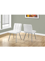 CHAISE - 2PCS / 32"H / SIMILI-CUIR BLANC / METAL CHROME