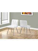 DINING CHAIR - 2PCS / 32"H / WHITE LEATHER-LOOK / CHROME