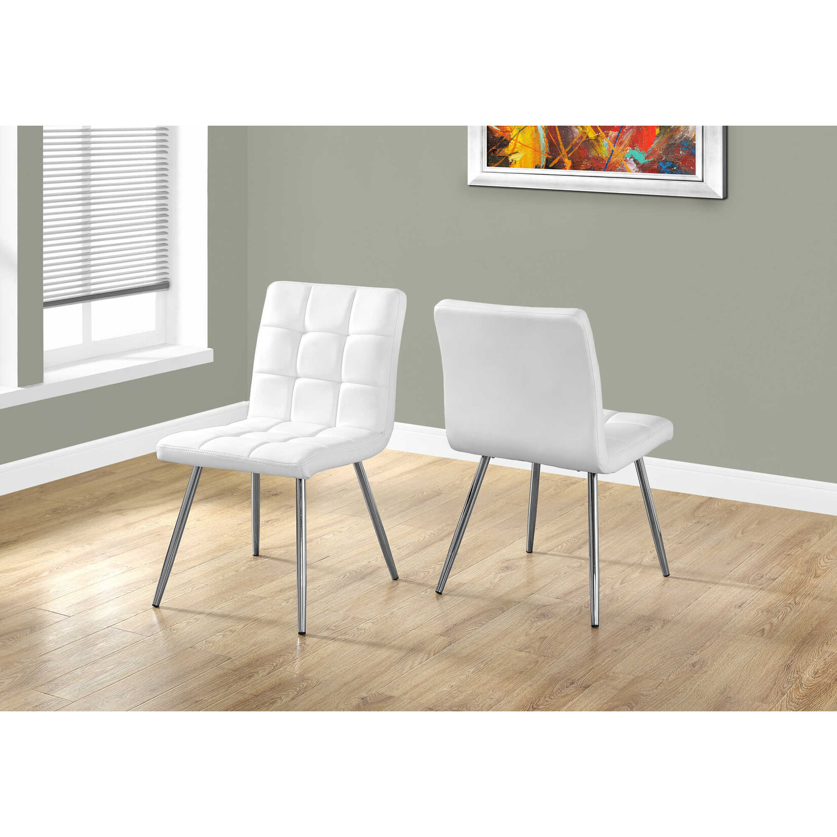 CHAISE - 2PCS / 32"H / SIMILI-CUIR BLANC / METAL CHROME
