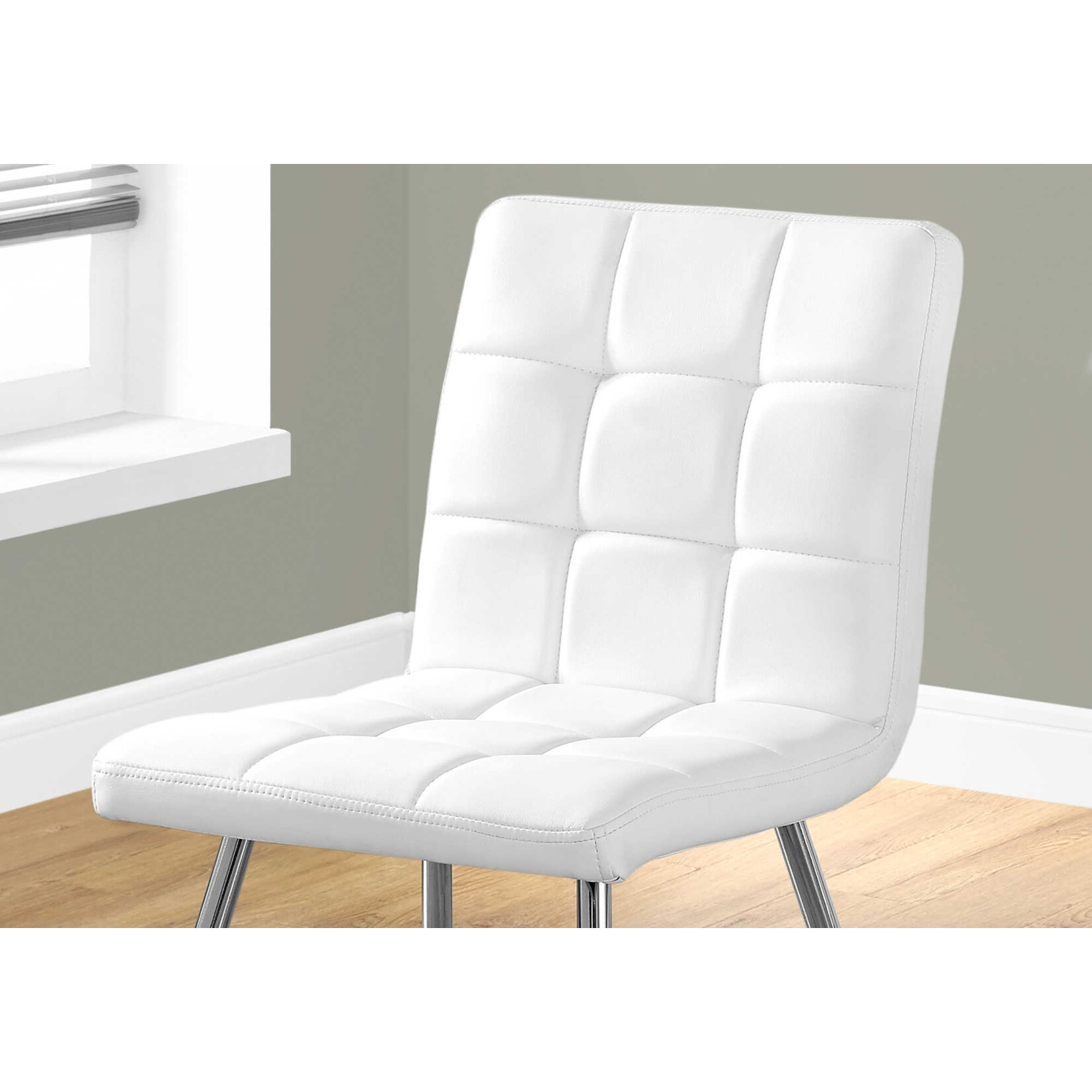 CHAISE - 2PCS / 32"H / SIMILI-CUIR BLANC / METAL CHROME