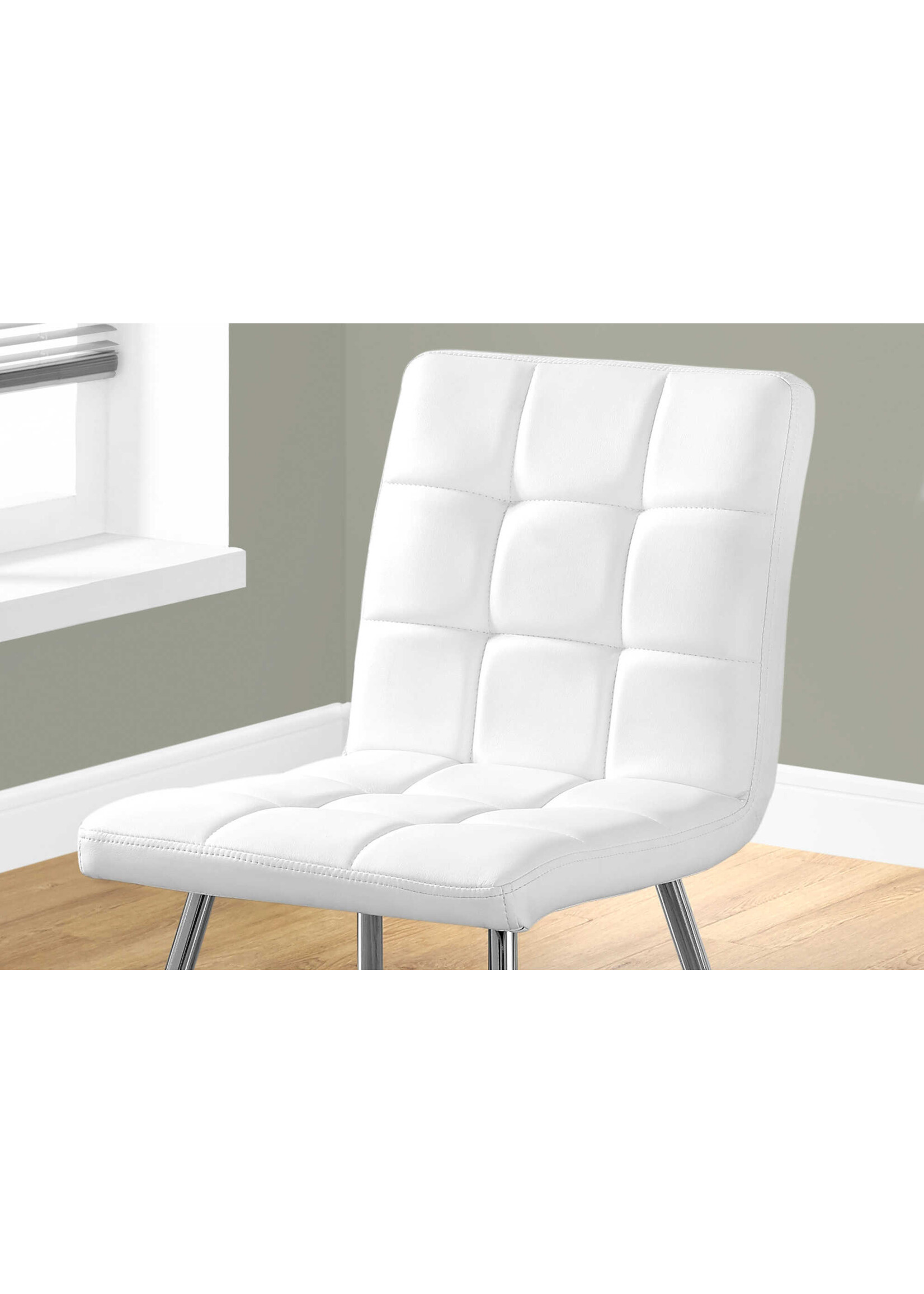 DINING CHAIR - 2PCS / 32"H / WHITE LEATHER-LOOK / CHROME