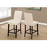 DINING CHAIR - 2PCS / IVORY LEATHER-LOOK COUNTER HEIGHT