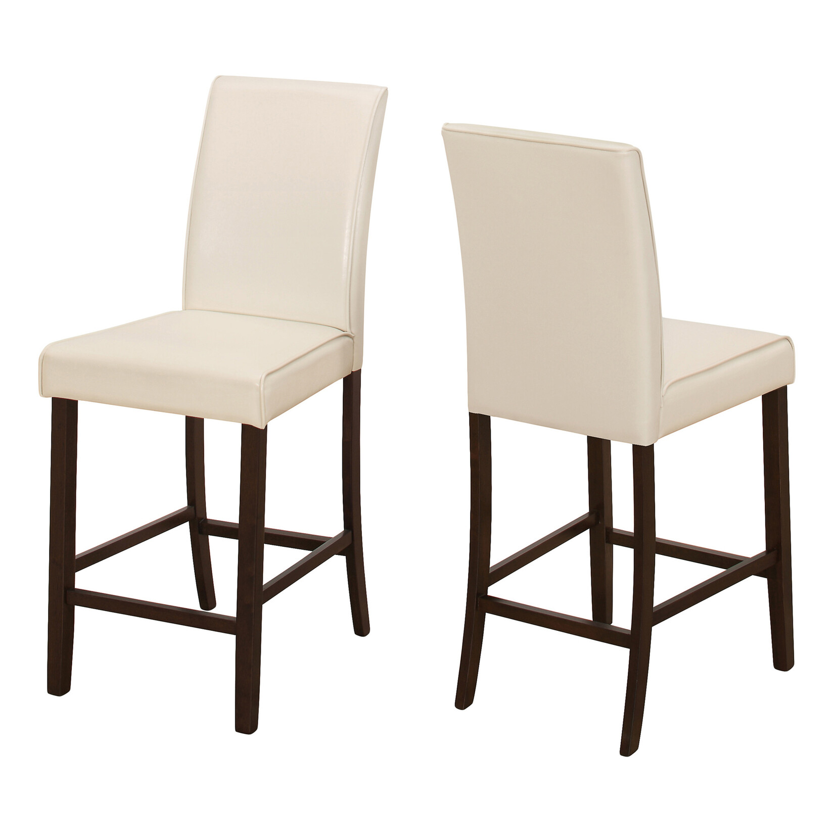 DINING CHAIR - 2PCS / IVORY LEATHER-LOOK COUNTER HEIGHT