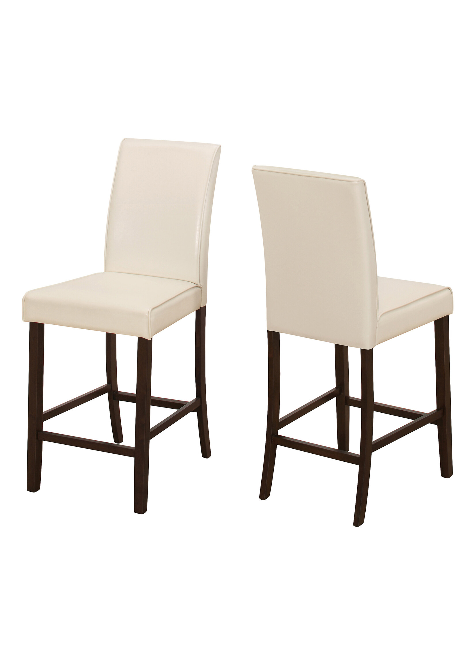 DINING CHAIR - 2PCS / IVORY LEATHER-LOOK COUNTER HEIGHT