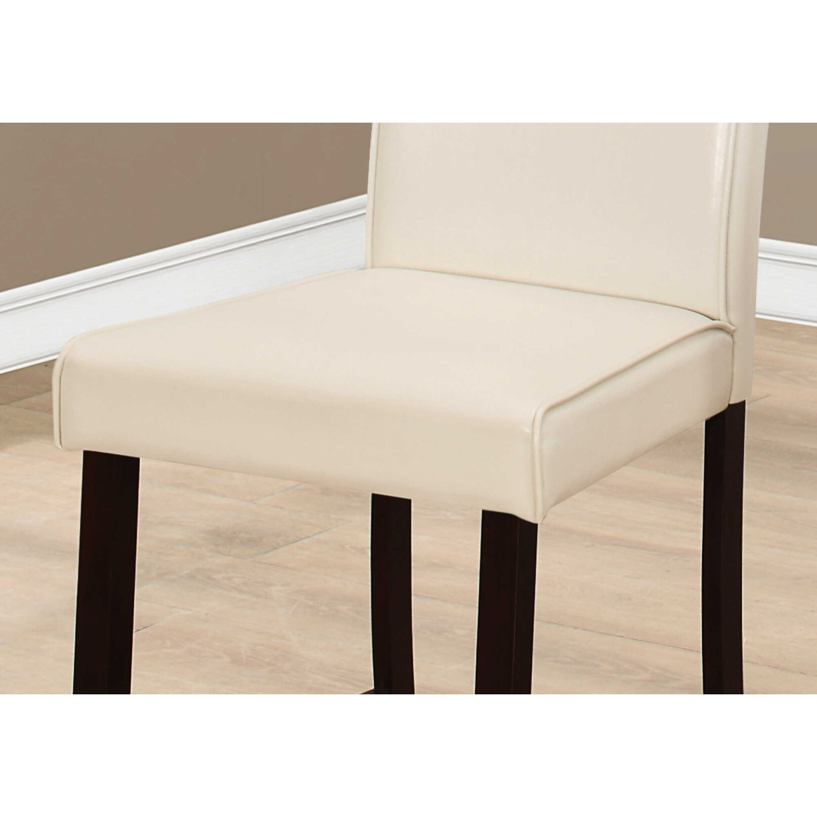 DINING CHAIR - 2PCS / IVORY LEATHER-LOOK COUNTER HEIGHT