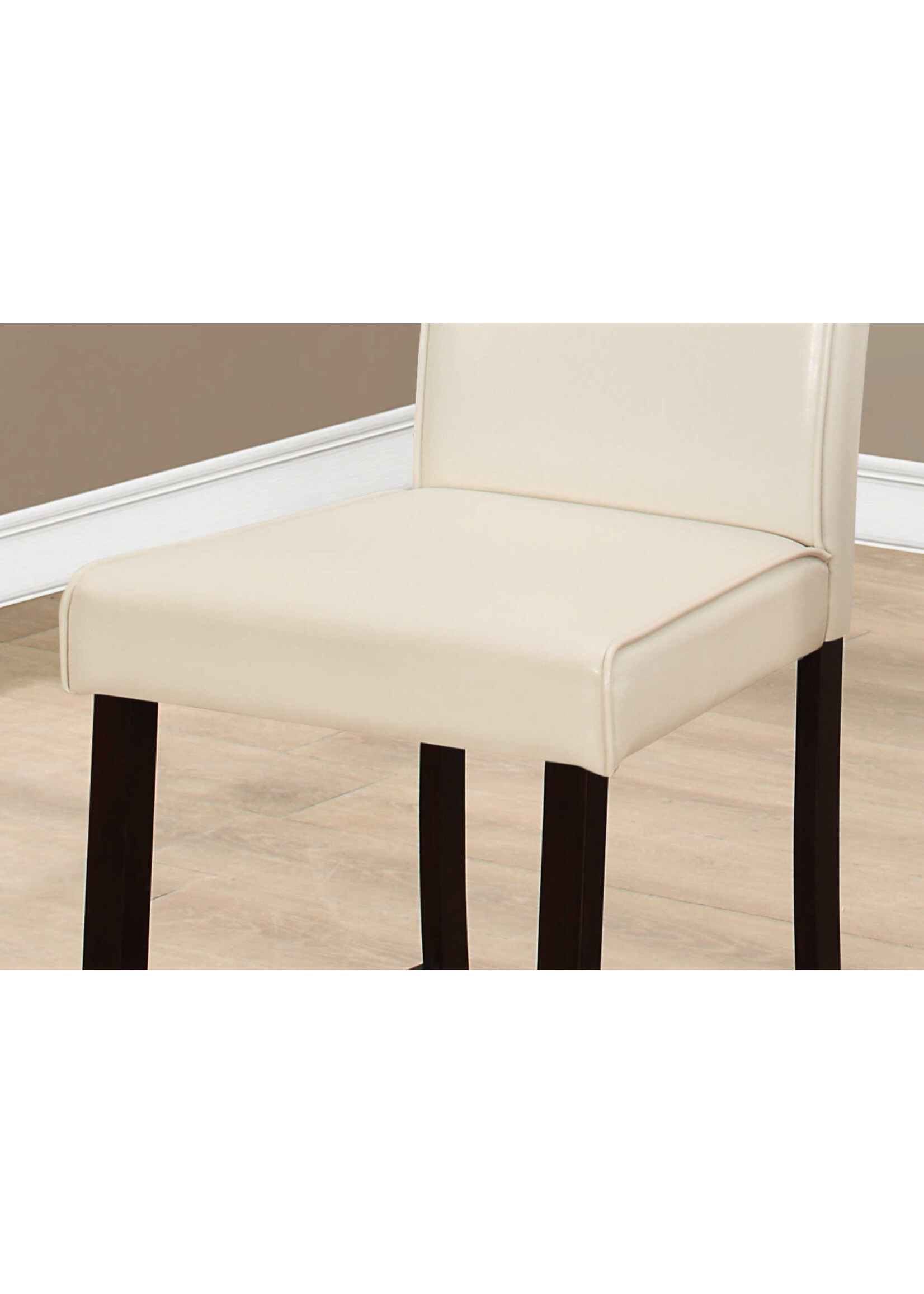 DINING CHAIR - 2PCS / IVORY LEATHER-LOOK COUNTER HEIGHT