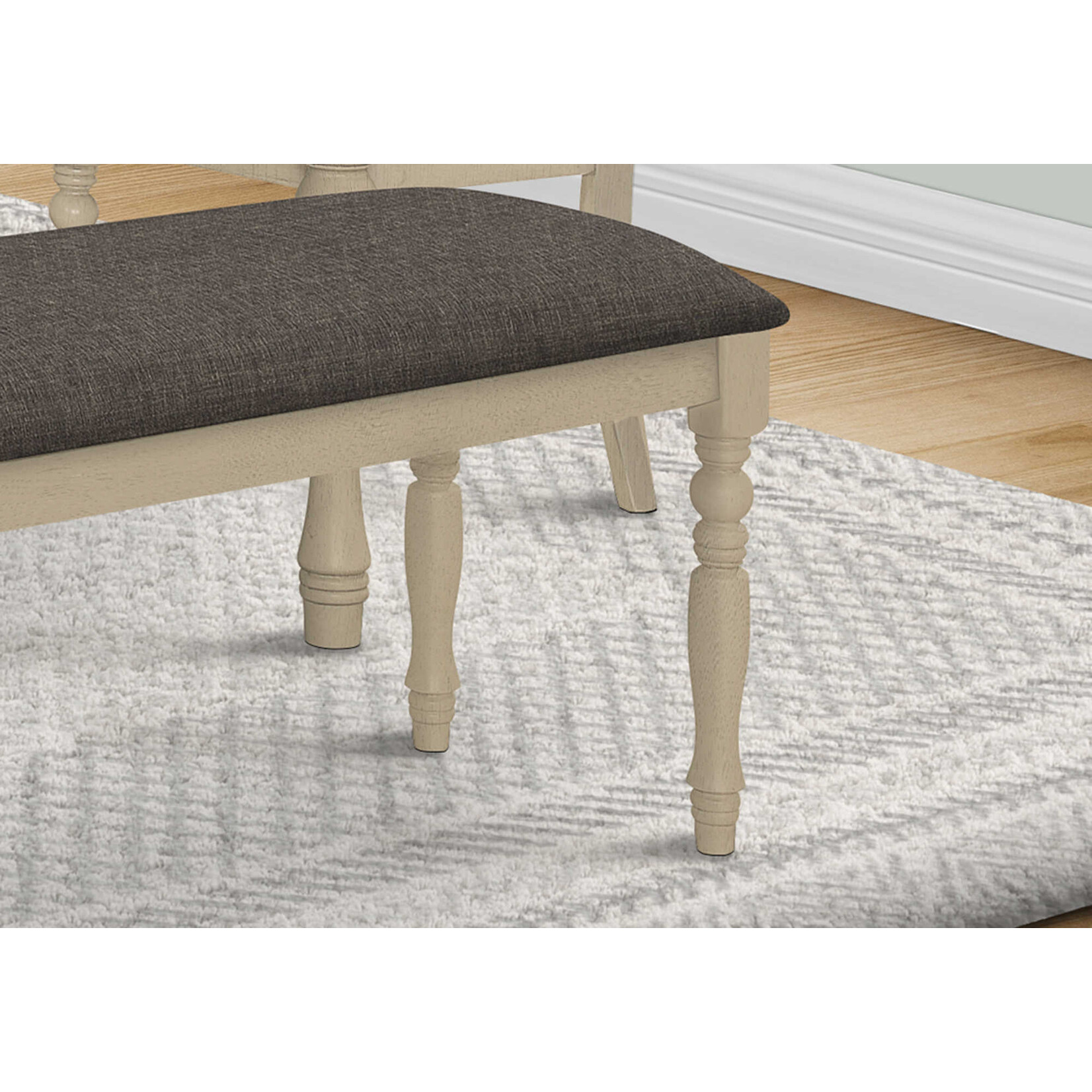 BENCH - 48"L / ANTIQUE GREY / GREY FABRIC