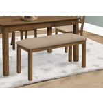 BENCH - 48"L / BROWN WALNUT / BEIGE FABRIC