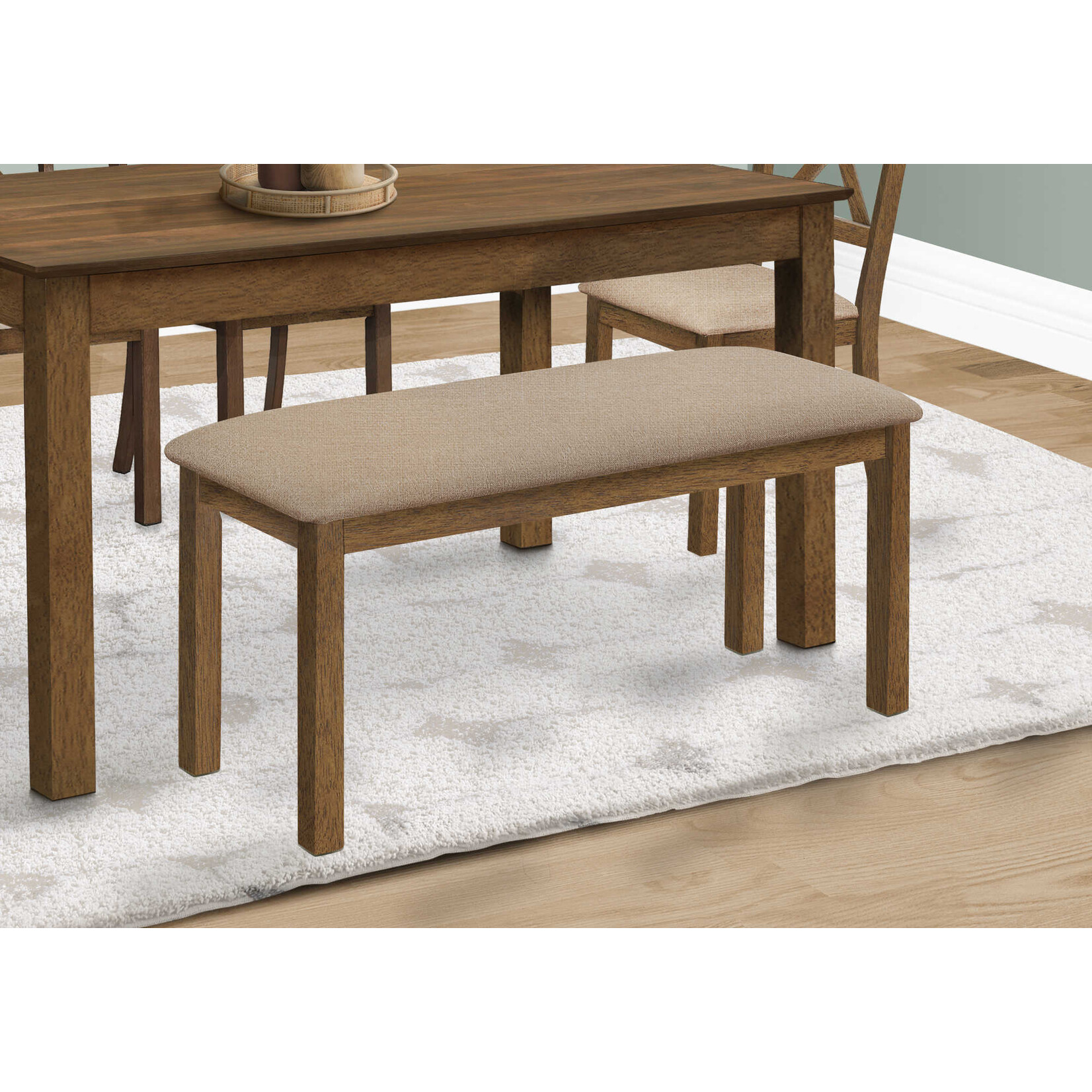 BANC - 42"L / NOYER BRUN / SIEGE TISSU BEIGE