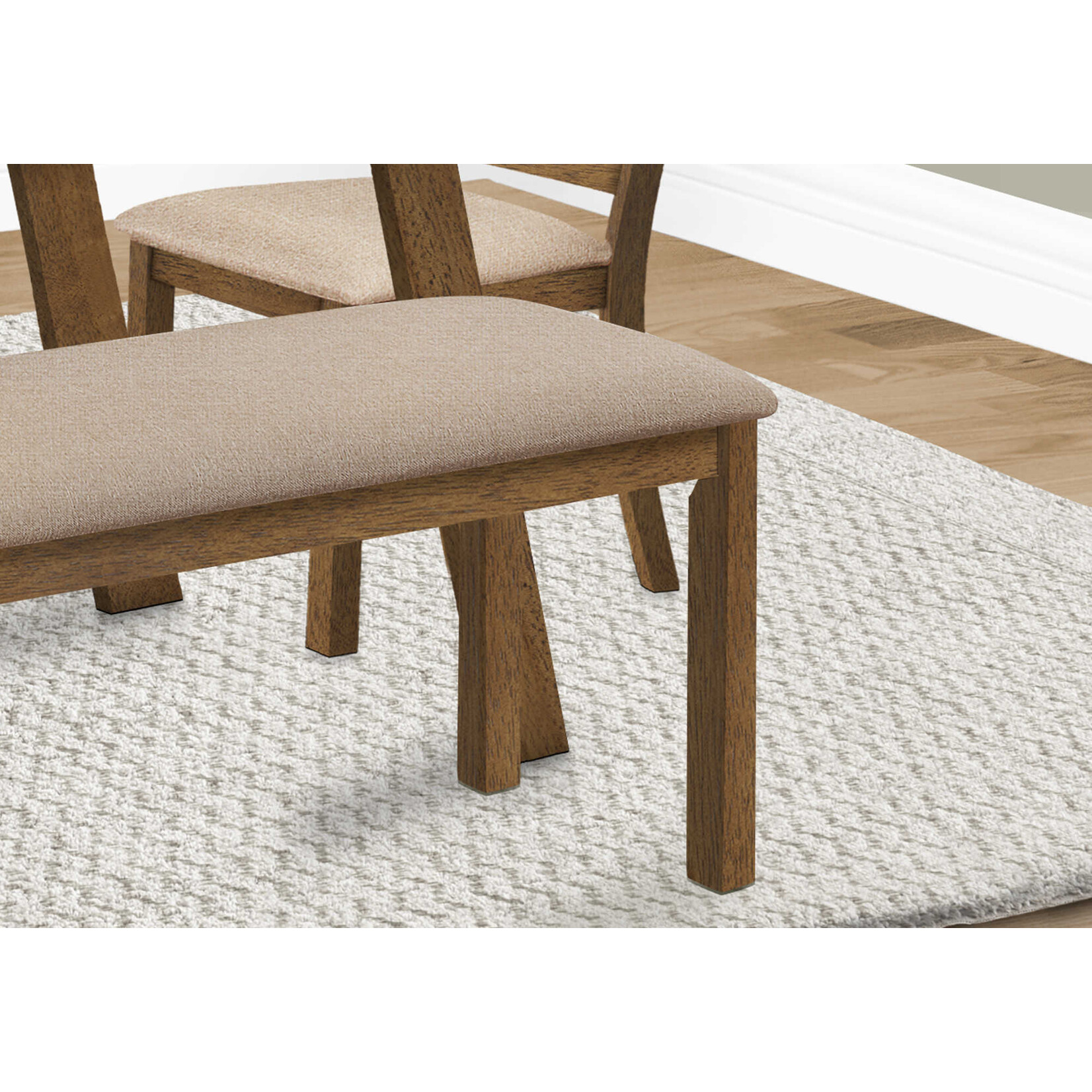 BANC - 42"L / NOYER BRUN / SIEGE TISSU BEIGE