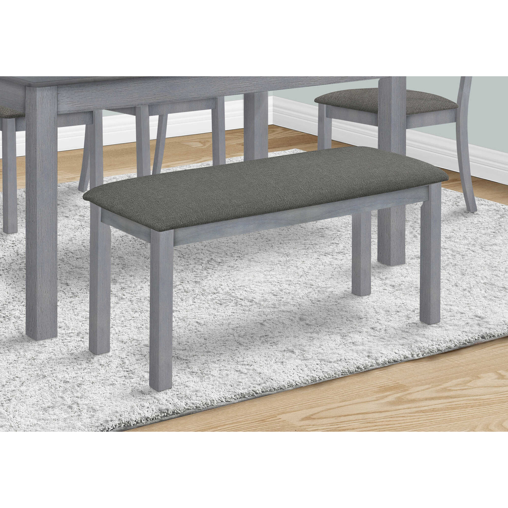 BANC - 42"L / GRIS / SIEGE TISSU GRIS FONCE