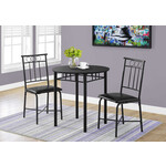 DINING SET - 3PCS SET / BLACK METAL AND TOP