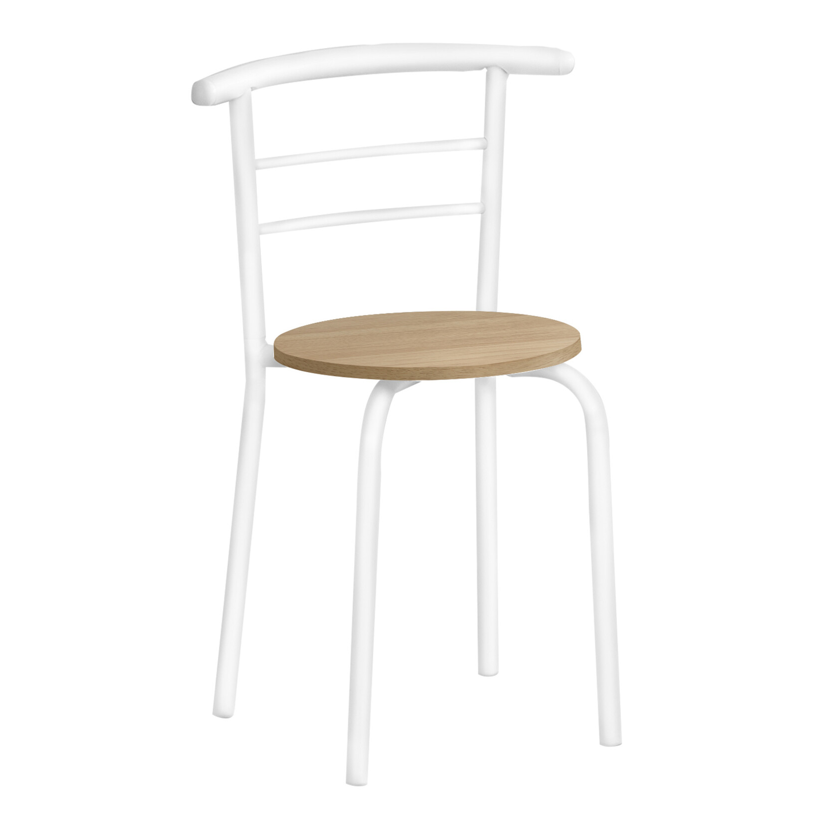 DINING SET - 3PCS SET / NATURAL TOP / WHITE METAL