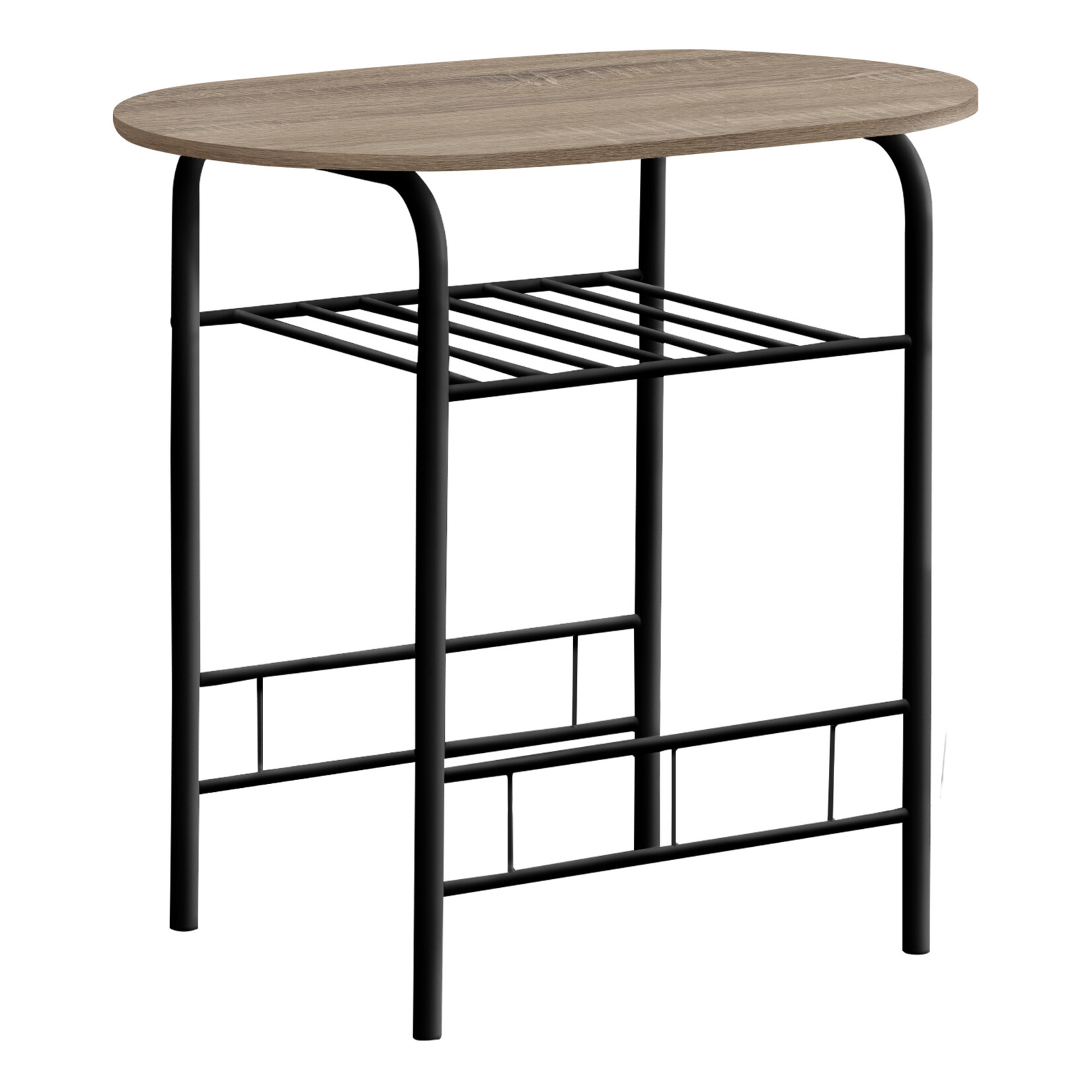 DINING SET - 3PCS SET / DARK TAUPE TOP / BLACK METAL