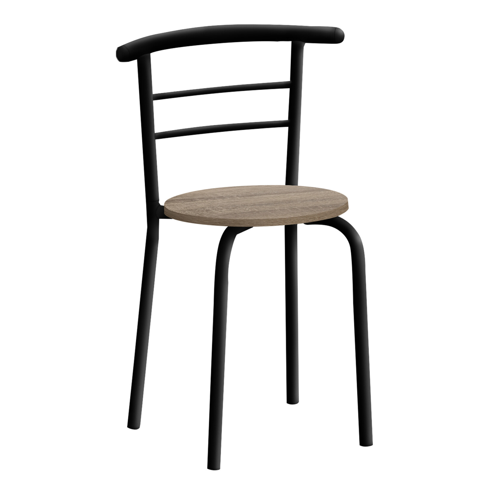 DINING SET - 3PCS SET / DARK TAUPE TOP / BLACK METAL