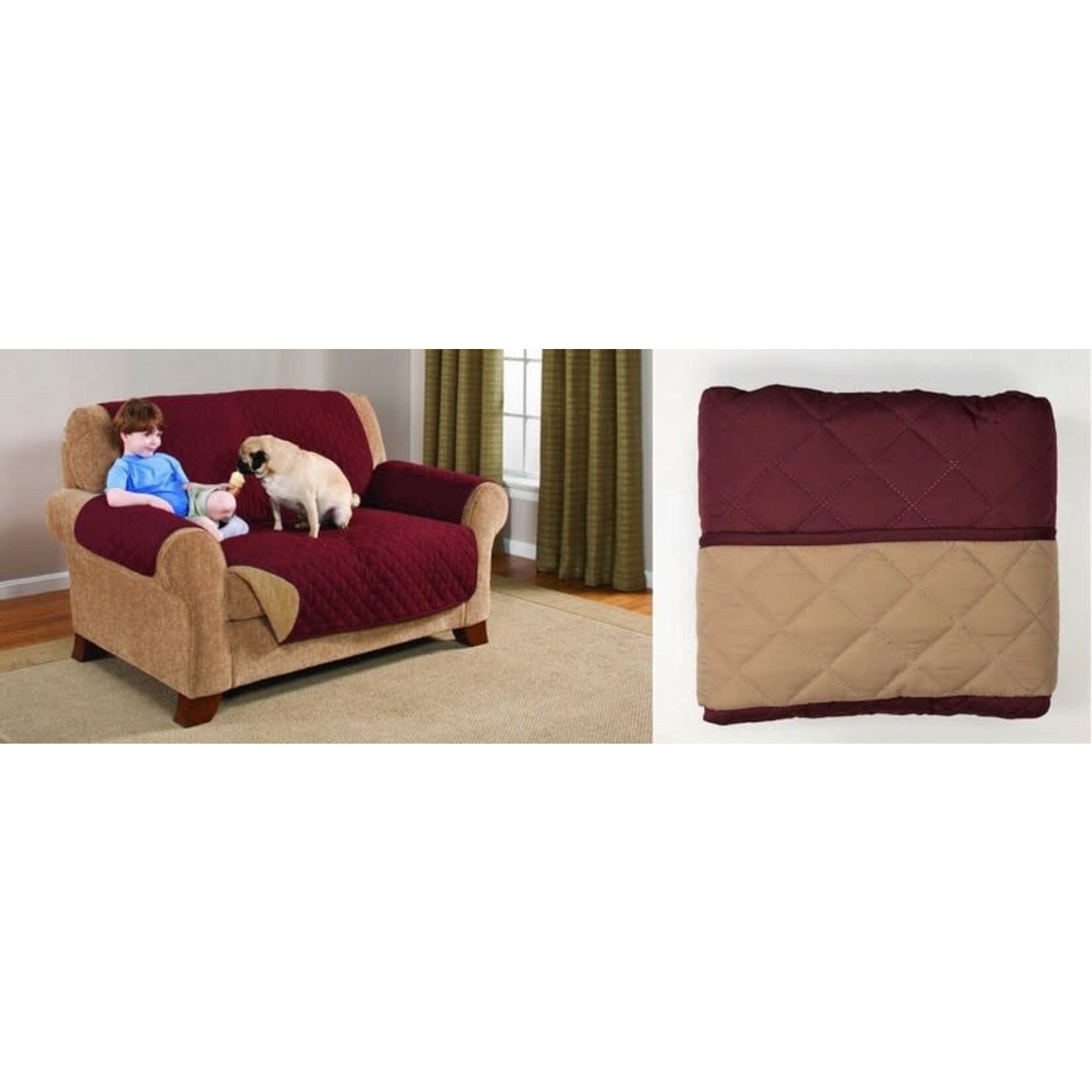 Loveseat Cover Reversible Wine/Gold