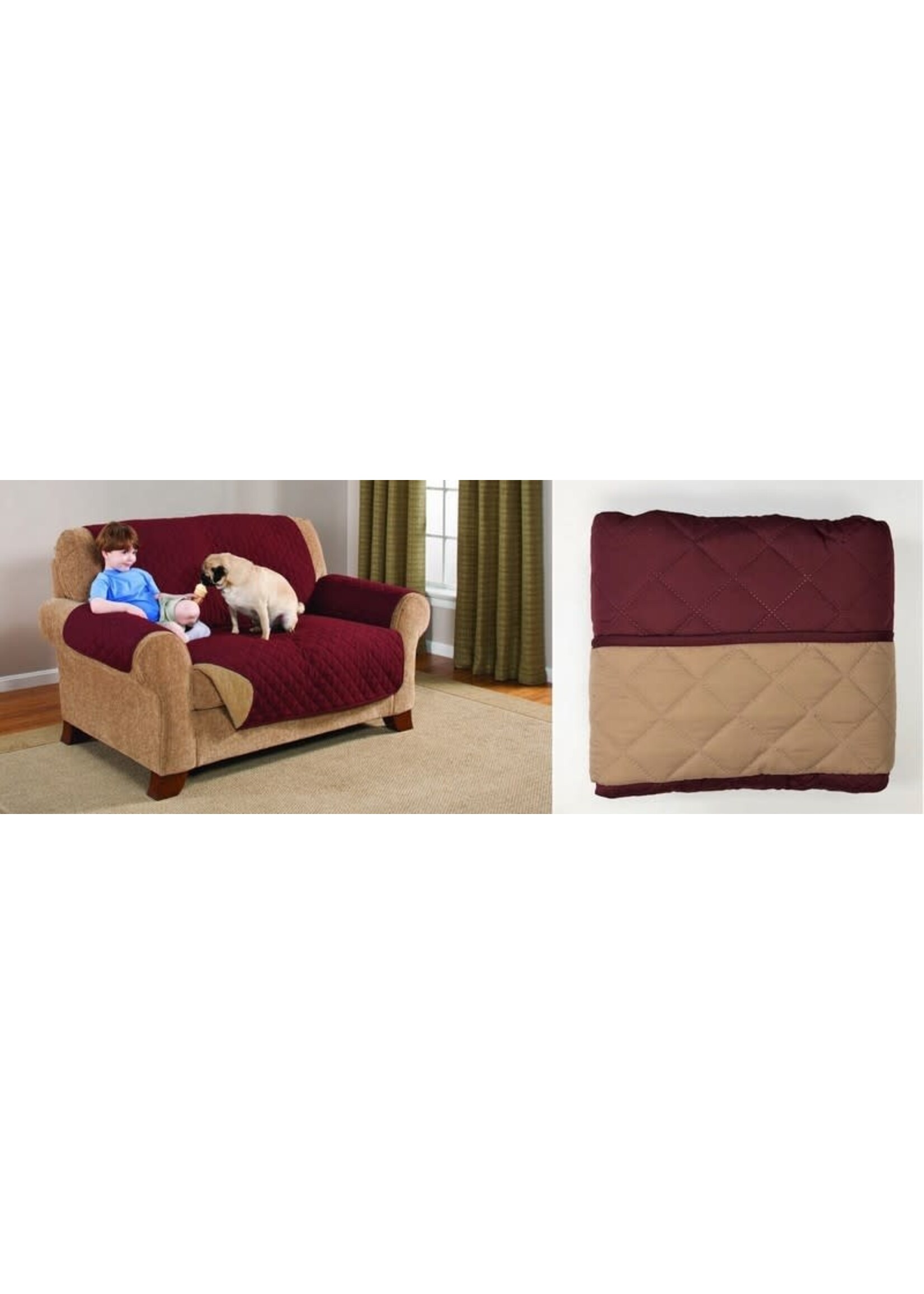 Loveseat Cover Reversible Wine/Gold