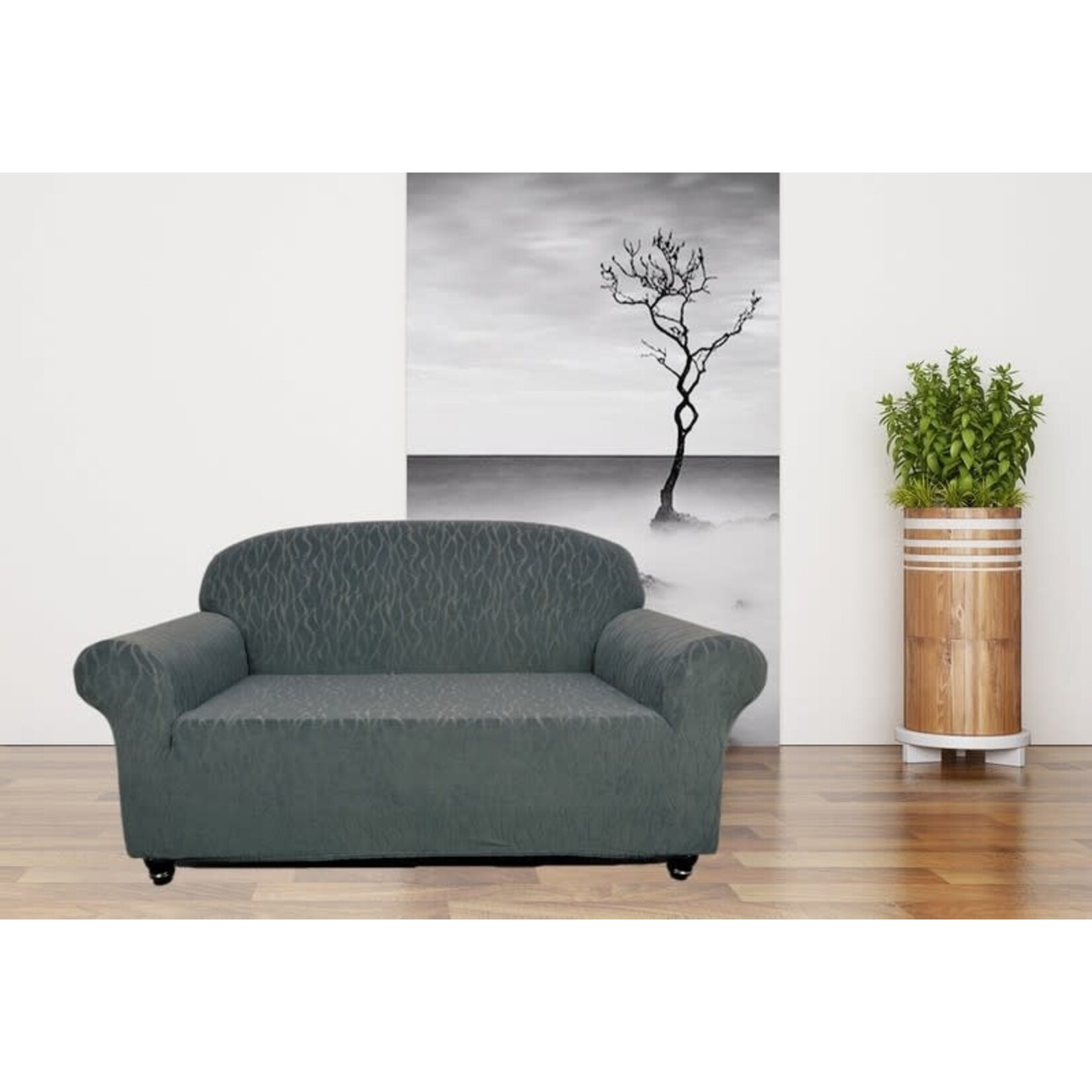 HOUSSE DE PROTECTION EXTENSIBLE POUR CANAPÉ SALON - 2 PLACES - GRIS