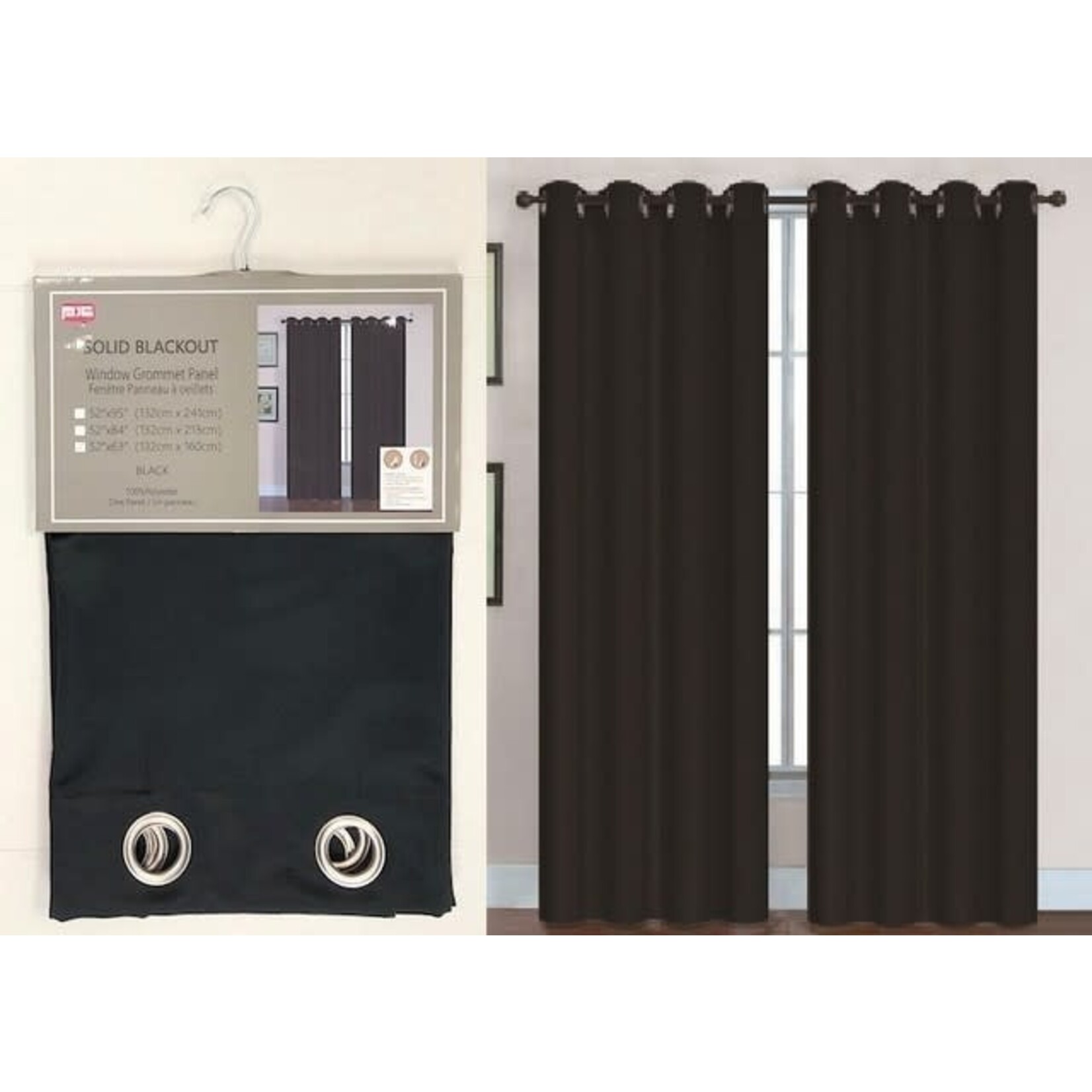 63"L Solid Blackout Grommet Panel, Black