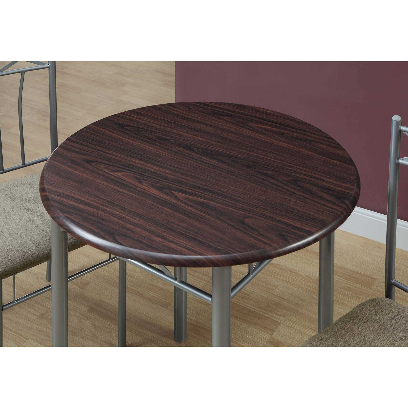 DINING SET - 3PCS SET / CAPPUCCINO / SILVER METAL
