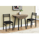 DINING SET - 3PCS SET / DARK TAUPE TOP / BLACK METAL