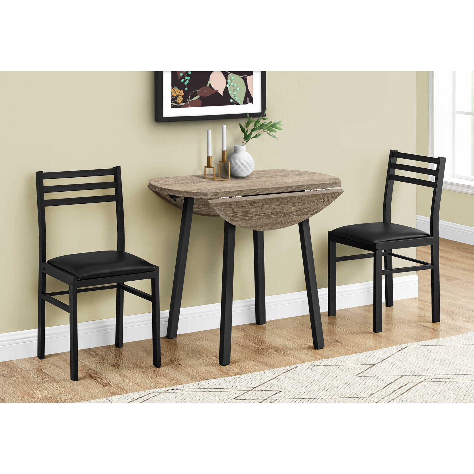 ENS SALLE A MANGER - 3PCS / DESSUS TAUPE / METAL NOIR