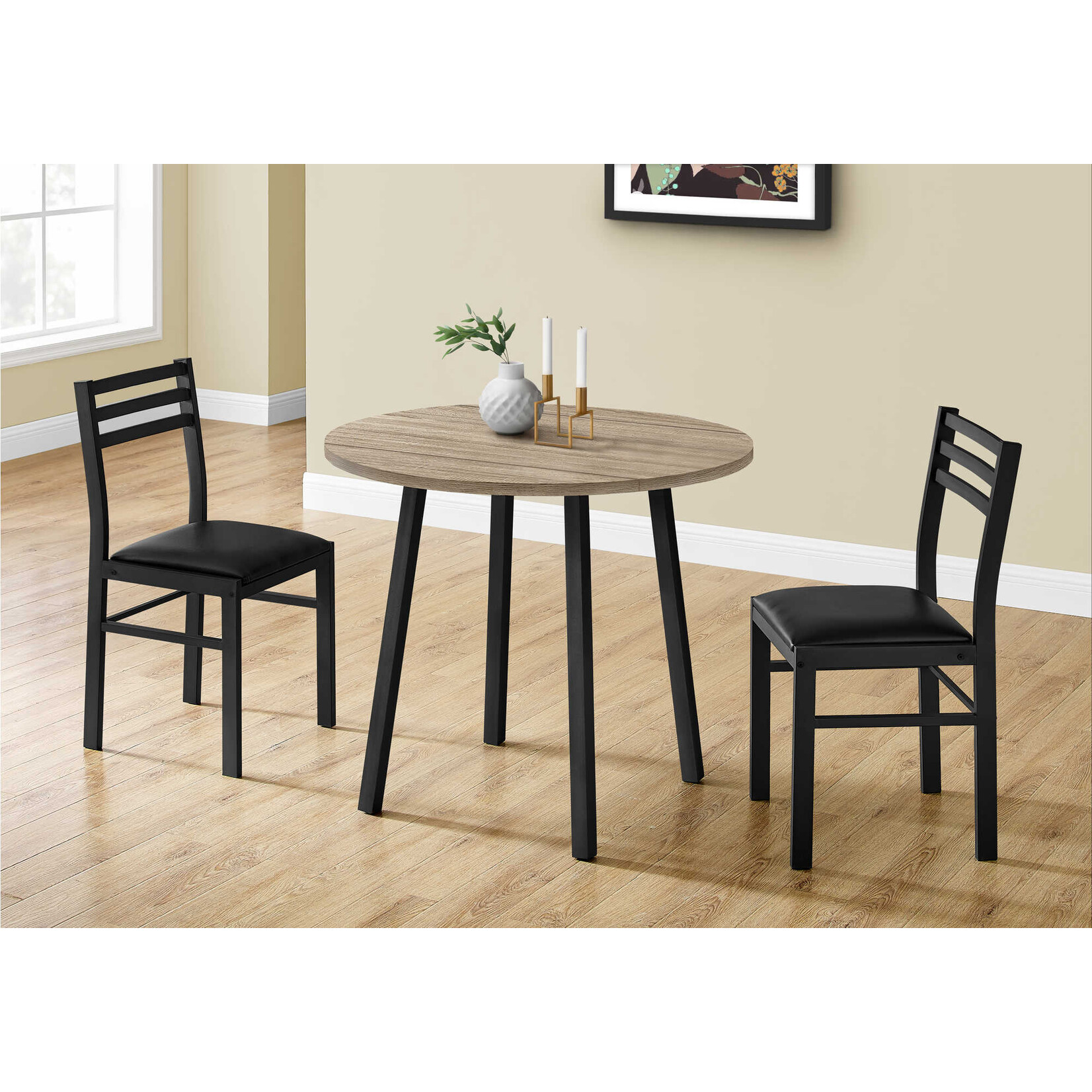 ENS SALLE A MANGER - 3PCS / DESSUS TAUPE / METAL NOIR