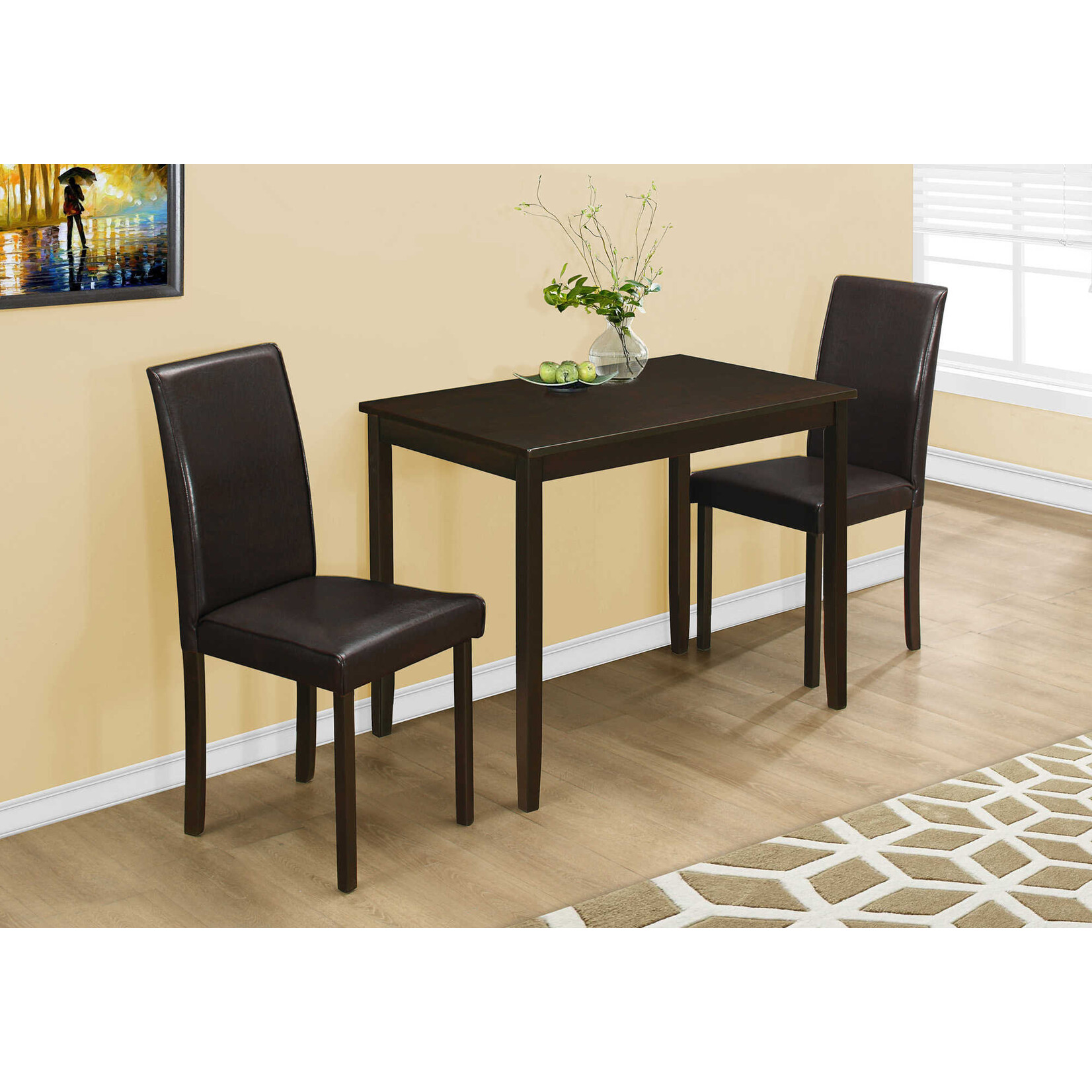 DINING SET - 3PCS SET / CAPPUCCINO / BROWN PARSON CHAIRS