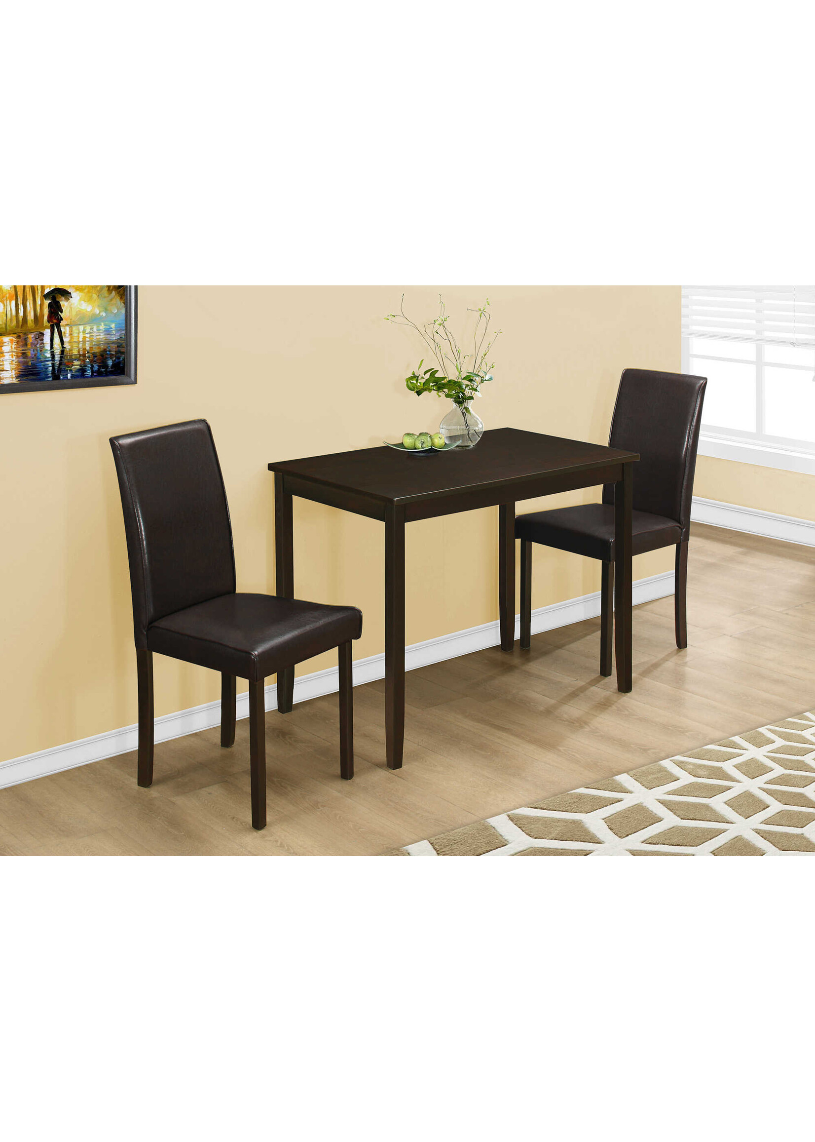 DINING SET - 3PCS SET / CAPPUCCINO / BROWN PARSON CHAIRS