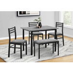 DINING SET - 5PCS SET / GREY TOP / BLACK METAL