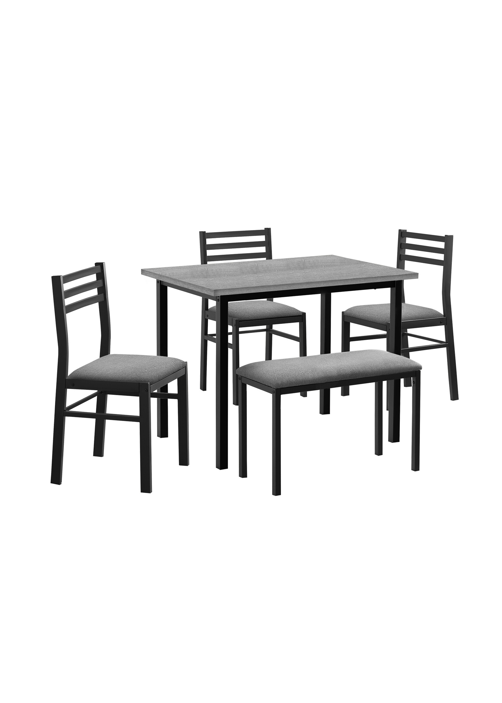 DINING SET - 5PCS SET / GREY TOP / BLACK METAL