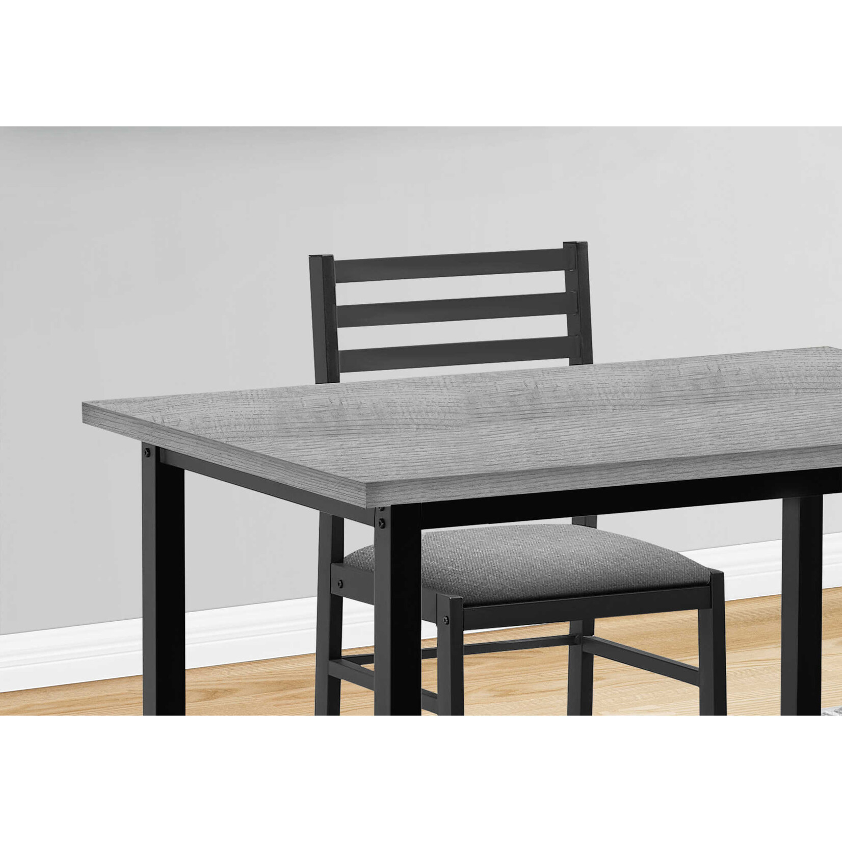DINING SET - 5PCS SET / GREY TOP / BLACK METAL