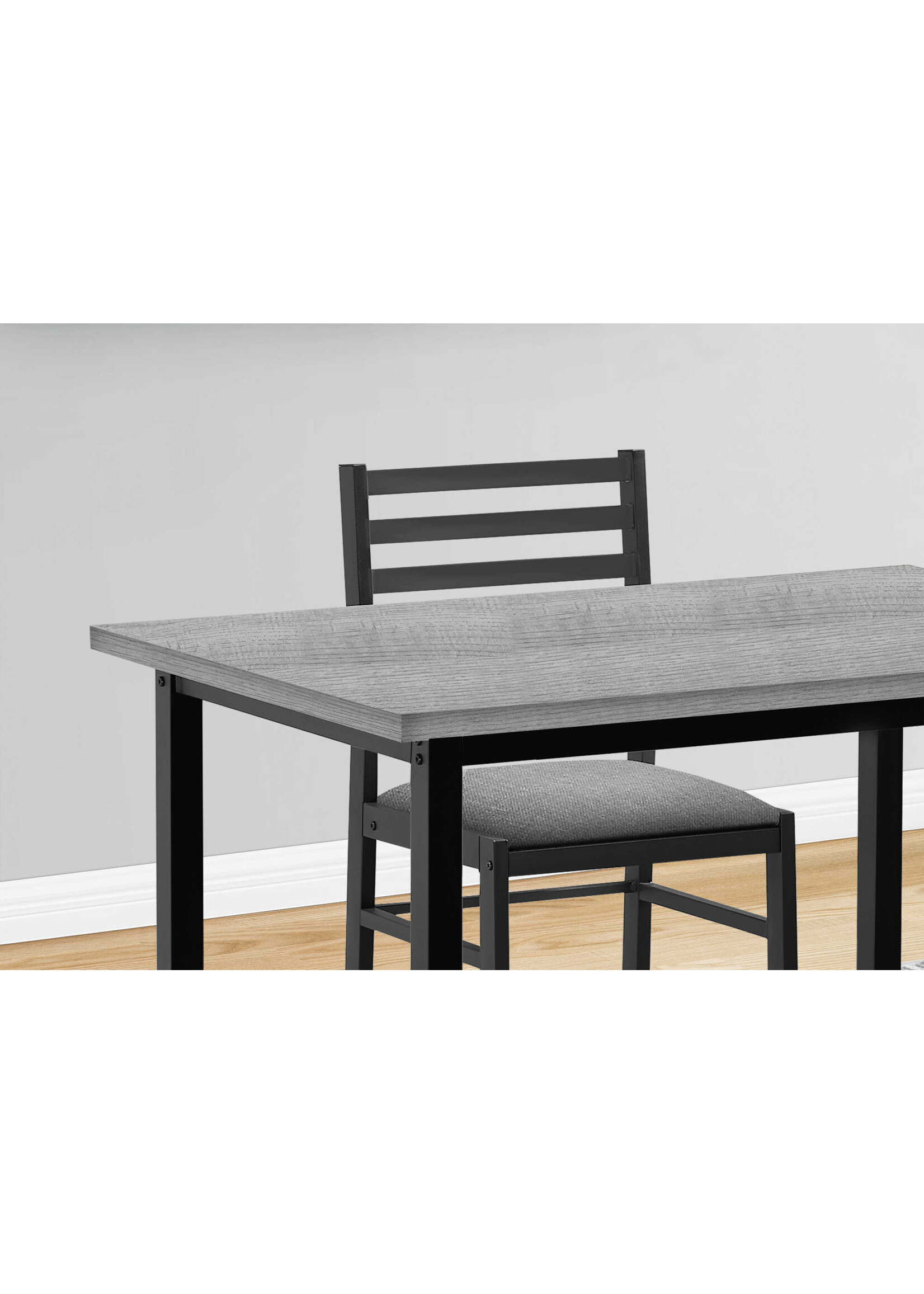 DINING SET - 5PCS SET / GREY TOP / BLACK METAL