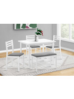 DINING SET - 5PCS SET / WHITE TOP / WHITE METAL